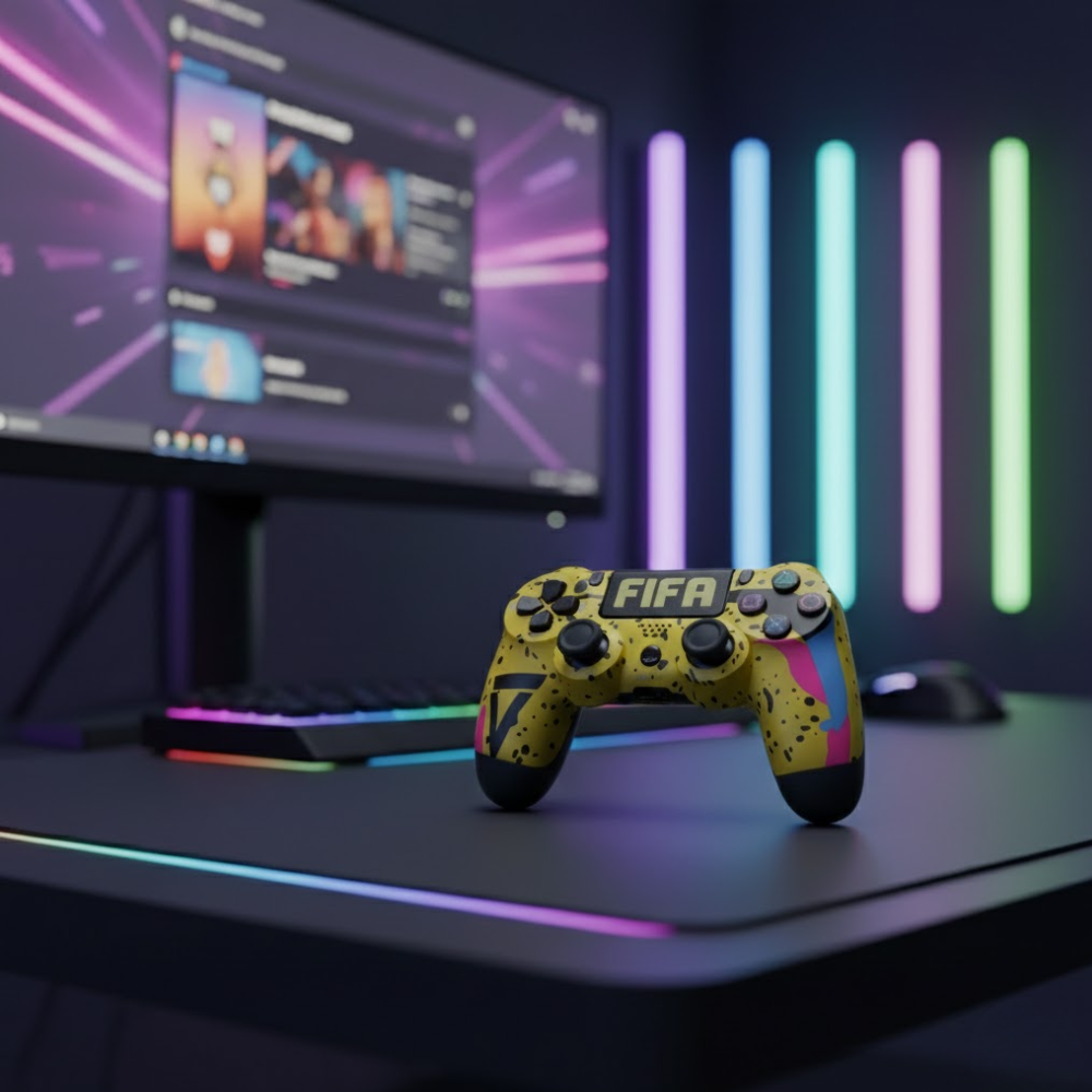 Manette Ps4 Fifa Jaune Haute Qualité thumbnail 4