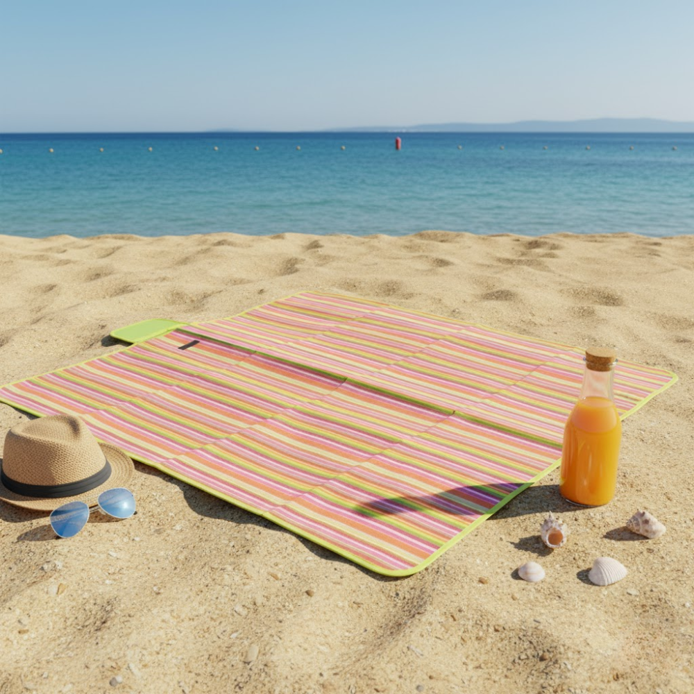 Tapis De Plage Et De Pique-nique Imperméable, Pliable Et Portable – 145 × 99,5 Cm – Multicolore thumbnail 5