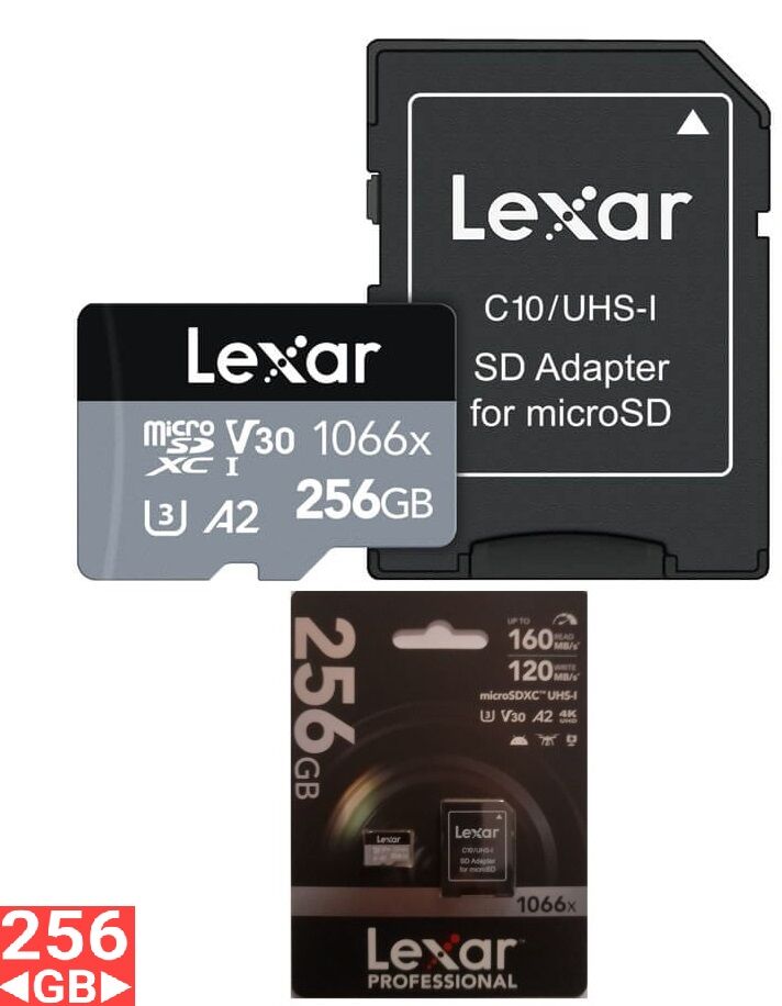 Carte Mémoire Microsdxc Professional 256 Gb 1066x Uhs-i U3 A2 V30 4k Uhd Vitesse160 Mo/s