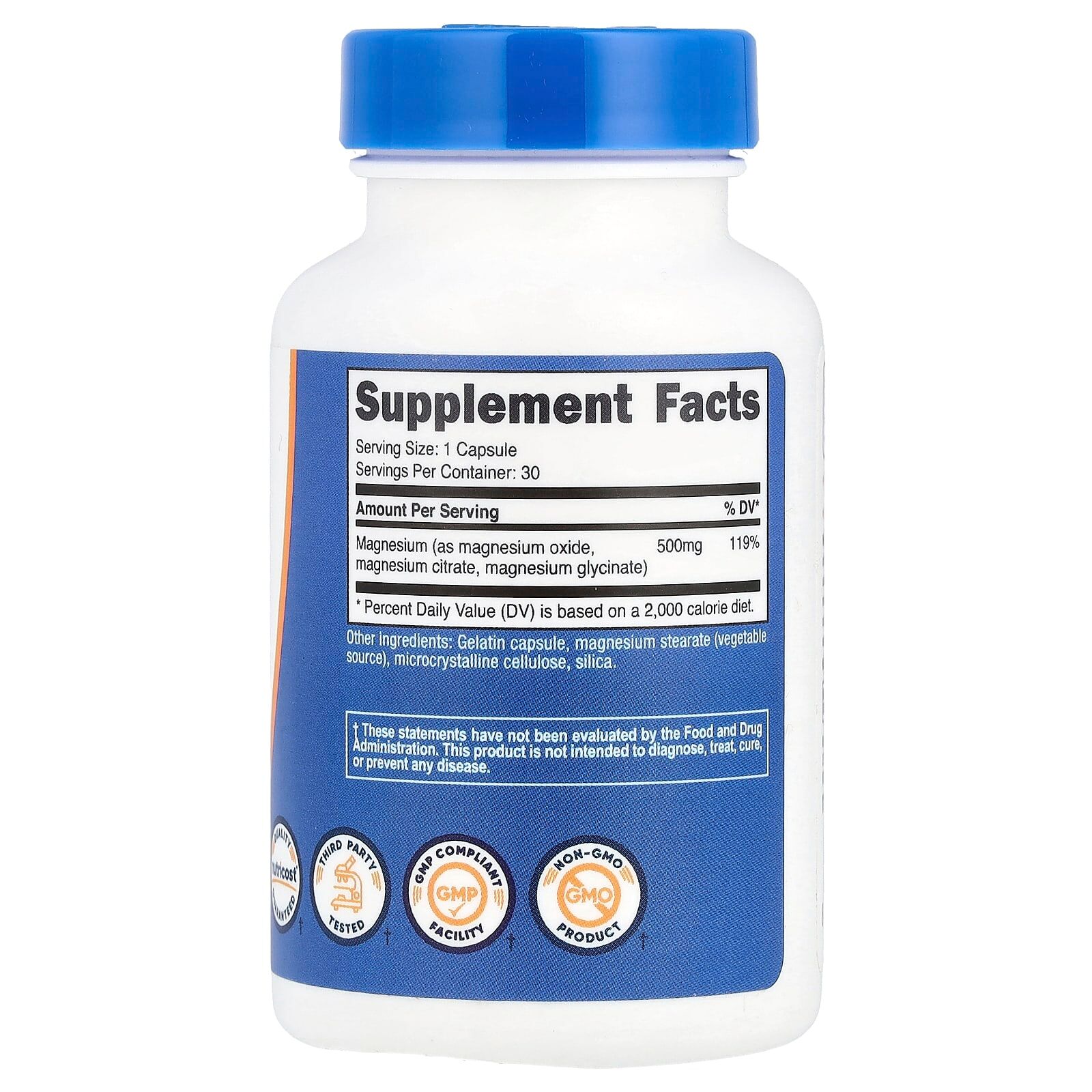 Complexe De Magnésium, 500 Mg, 30 Capsules