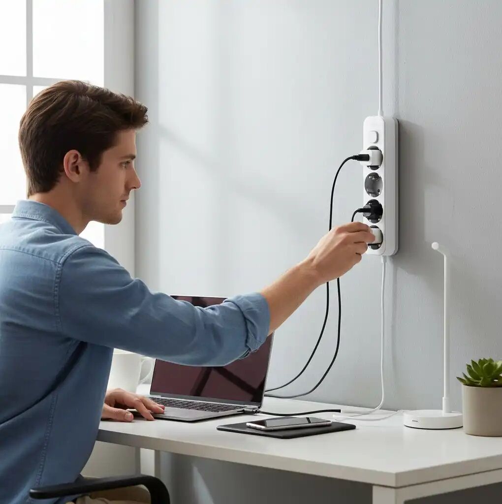 Rallonge Multiprise 4prises Avec Interrupteur Câble 1.8m Sécurité Enfant 16a 3680w thumbnail 3