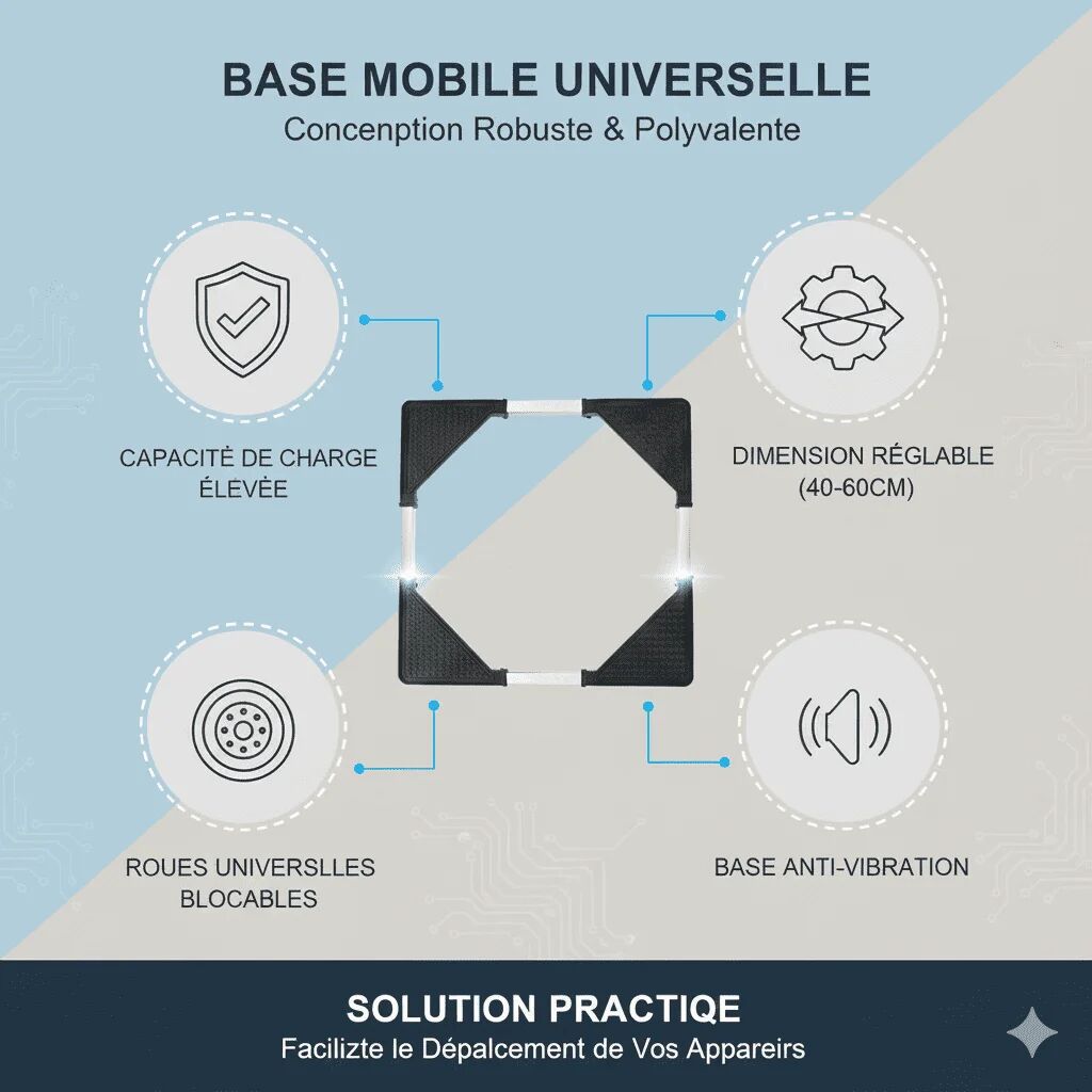 Base Mobile Universelle Réglable – Stabilité & Mobilité Pour Électroménagers thumbnail 3