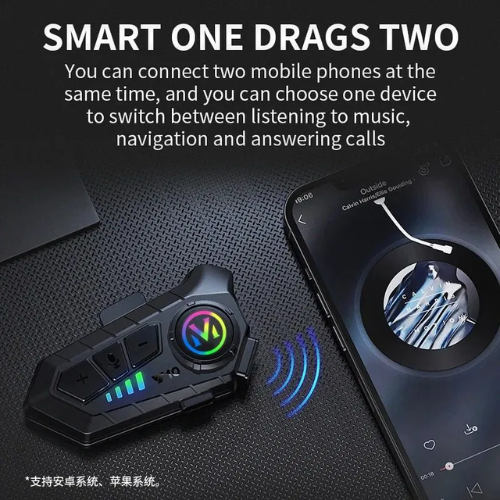 Intercom Moto Bluetooth V10 Étanche Ipx6 – Connexion Double Téléphone (13,1 × 10,2 Cm)
