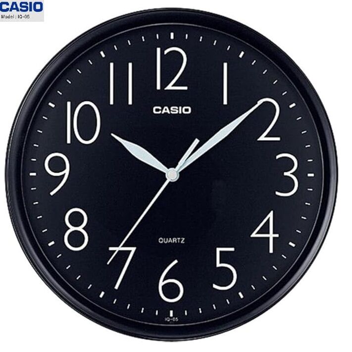 Casio Horloge Murale Analogique Grande Chiffres Facile A Lire- Iq-05-1df Noir