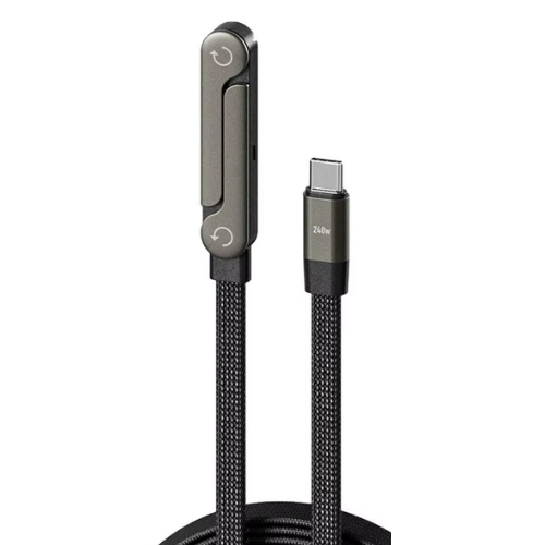 Câble Type-c Vers Type-c 240 W Avec Support Pliable Intégré Pour Téléphone Et Tablette.