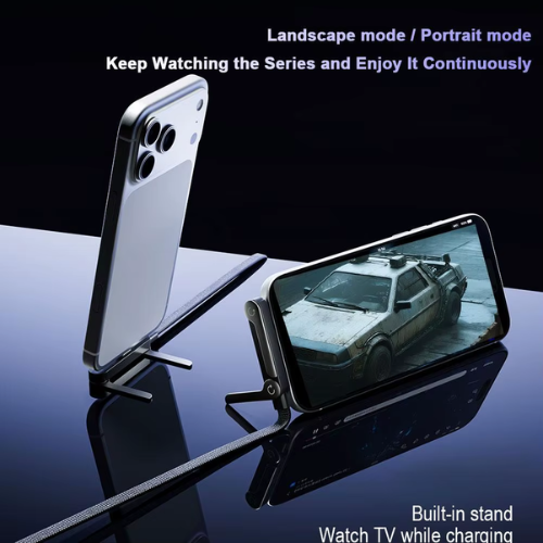 Câble Type-c Vers Type-c 240 W Avec Support Pliable Intégré Pour Téléphone Et Tablette. thumbnail 3