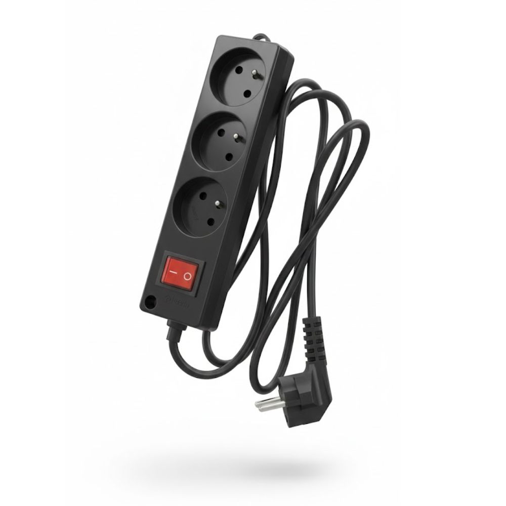 Rallonge Electrique 3 Prises – 1,5 M – Noir