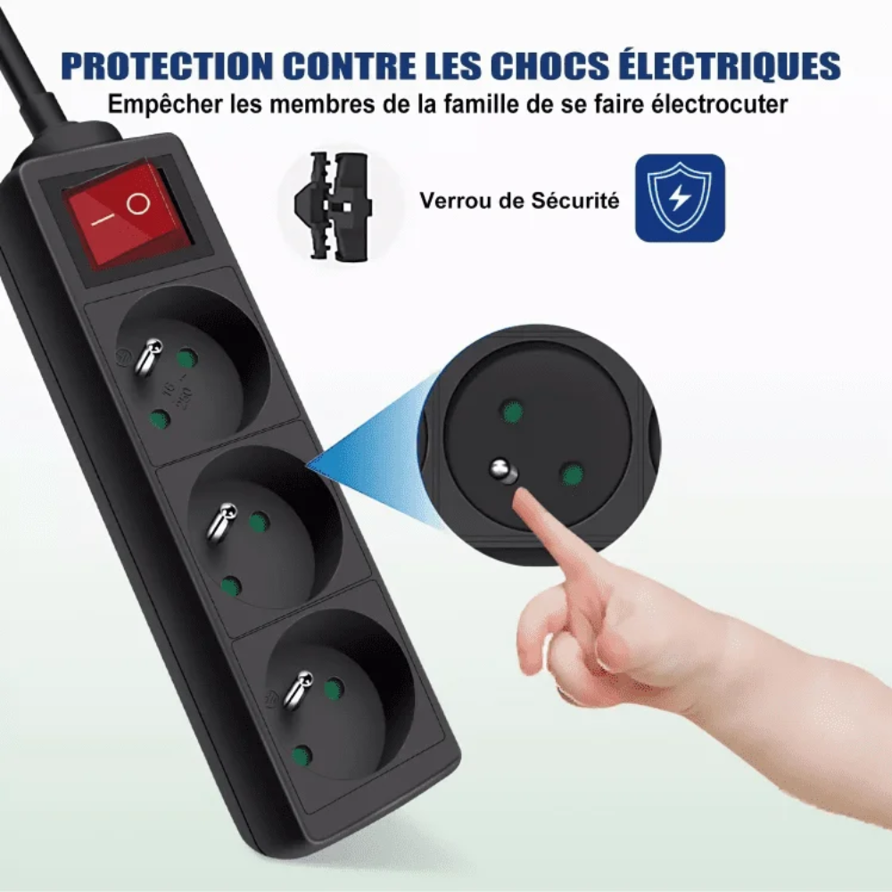 Rallonge Electrique 3 Prises – 1,5 m – Noir thumbnail 3