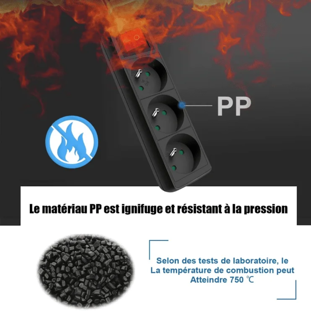 Rallonge Electrique 3 Prises – 1,5 m – Noir thumbnail 4