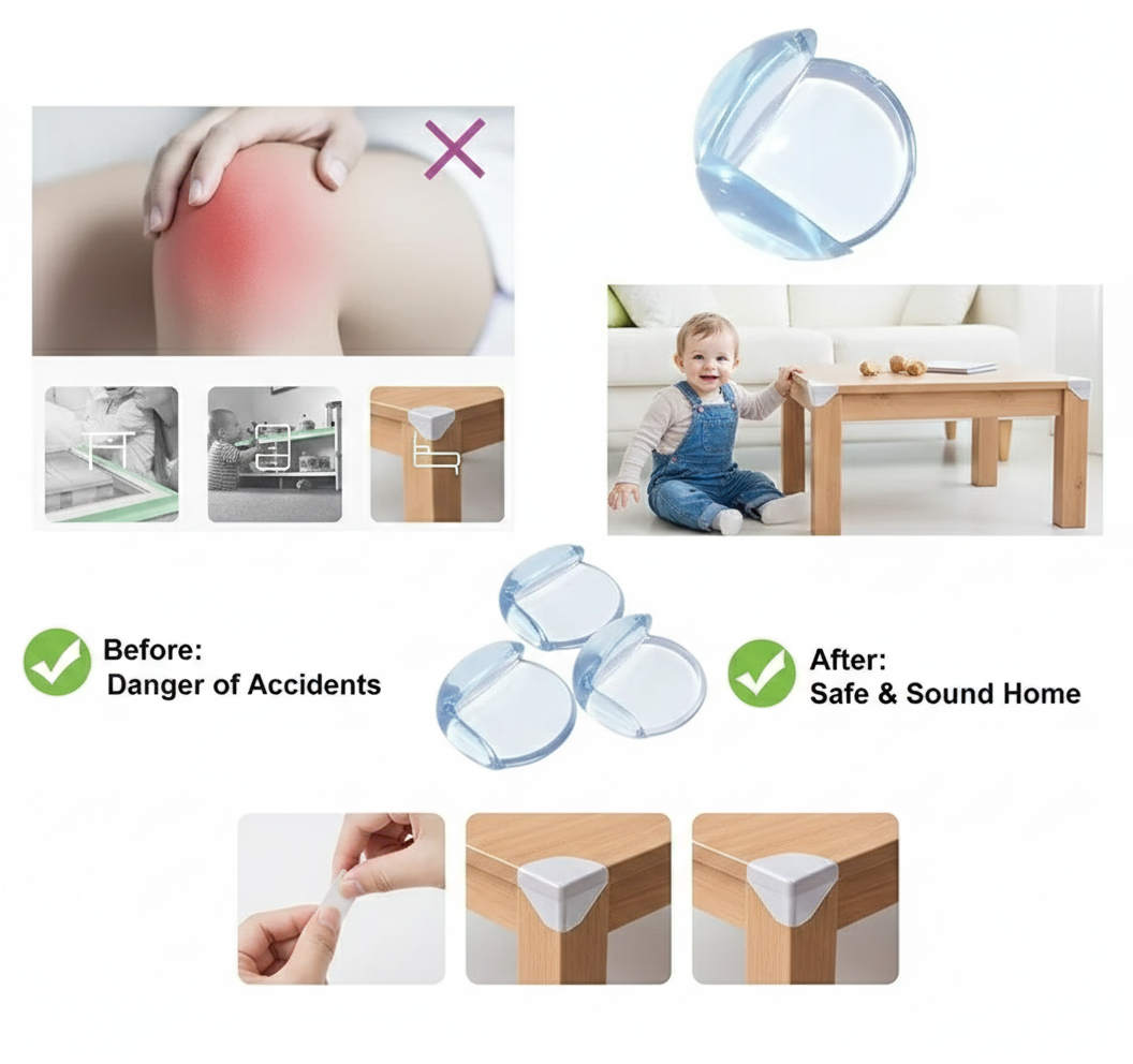 Lot De 10 Protections D'angles En Silicone Transparent – Securite Bebe Et Enfant thumbnail 2