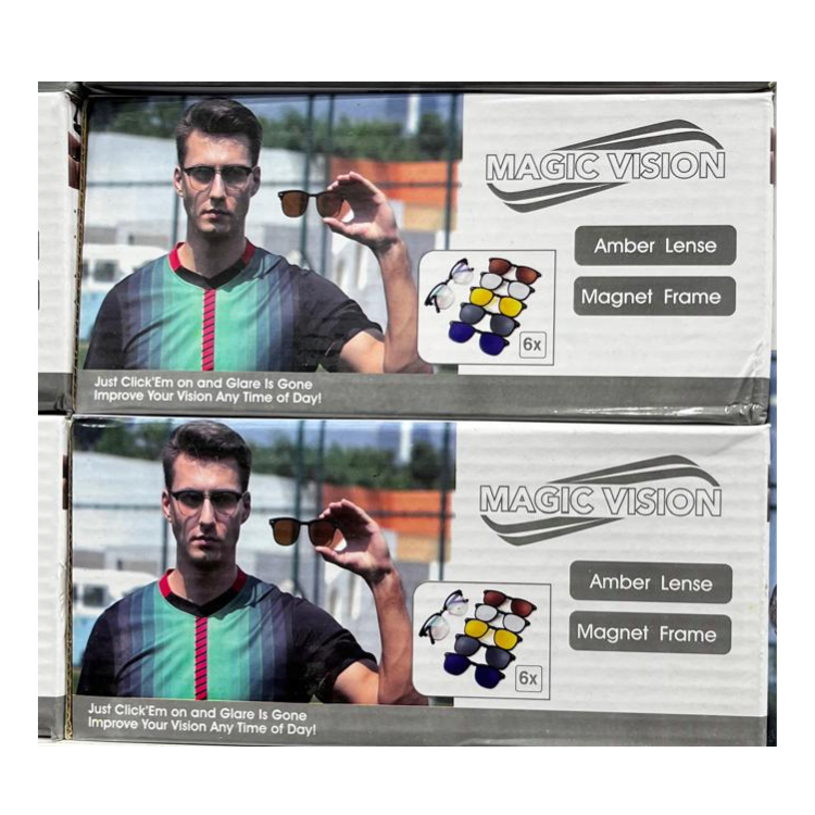 Magic Vision Lunettes De Soleil Magnétiques Polarisées 6 En 1 Pour Hommes Et Femmes, Monture Avec Clip Magnétique Polaroid