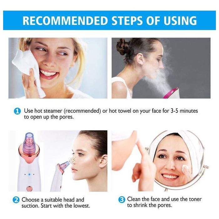 Aspirateur De Points Noirs Avec 5 Têtes De Beauté Interchangeables thumbnail 4