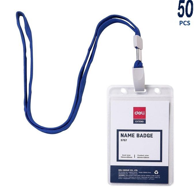 50 Badge 5757 Porte Cartes Avec Lanière 70mm X 105mm De Haute Qualite