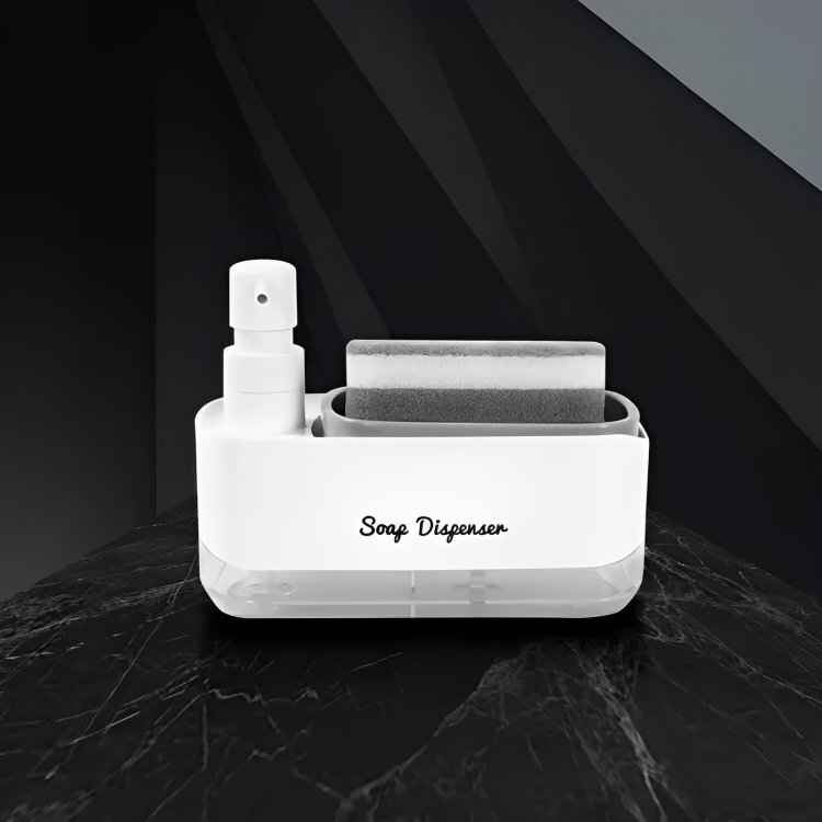 Ensemble Double Distributeur De Savon Avec Porte-éponge – Cuisine & Salle De Bain thumbnail 3