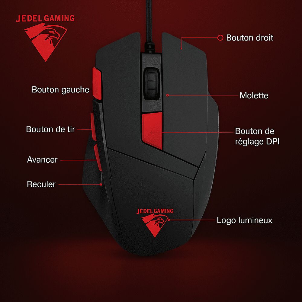 Souris Gamer Gm625 – Haute Précision, 8 Modes D’éclairage Led Rgb, Design Ergonomique