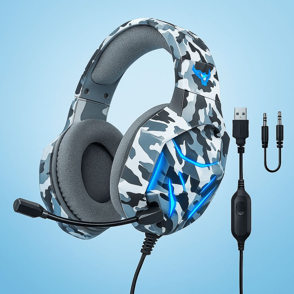 Casque Gamer Ovleng Q9 – Son Surround 7.1, Micro Anti-bruit, Rétroéclairage Led, Usb, Couleur Camouflage Gris thumbnail 3