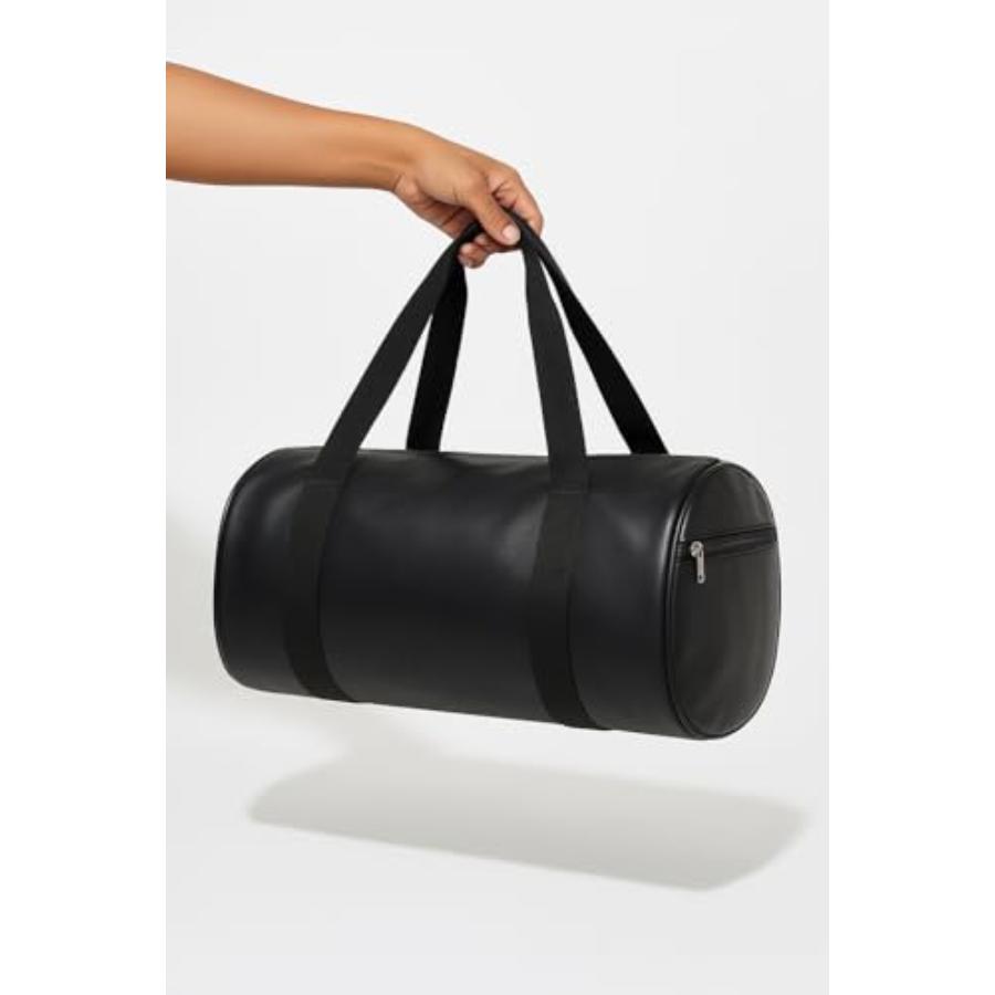 Sac De Voyage Cylindrique, Sac De Sport Noir Imperméable Avec Deux Poignées Format 20l (44 X 24 Cm)
