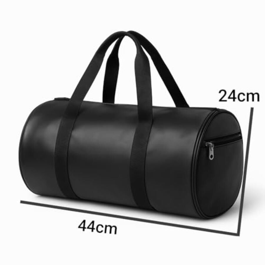 حقيبة سفر أسطوانية، حقيبة رياضية سوداء مقاومة للماء بمقبضين. الحجم 20 لتر (44 × 24 سم) thumbnail 5