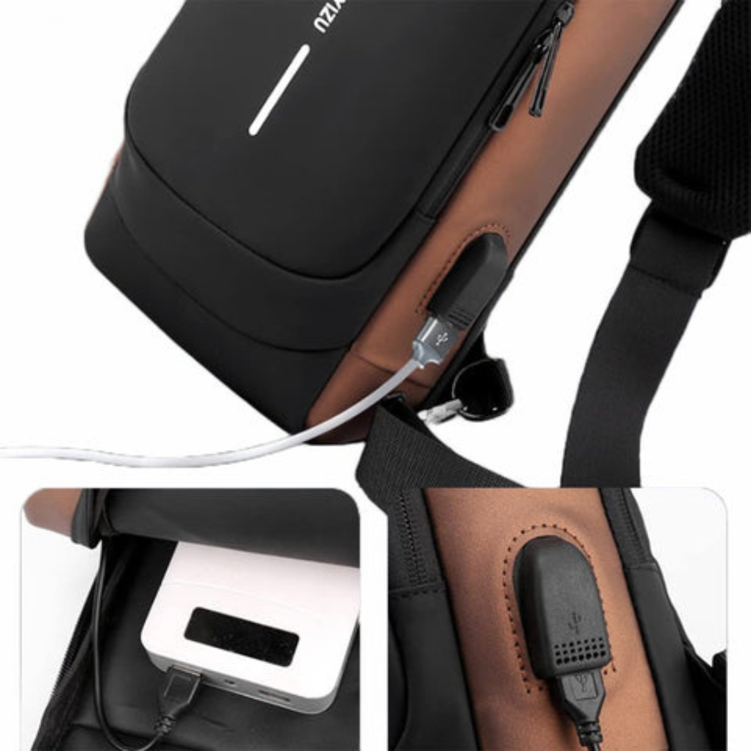 Sacoche De Poitrine Antivol Pour Homme, Sac Bandoulière Avec Chargeur Usb thumbnail 5