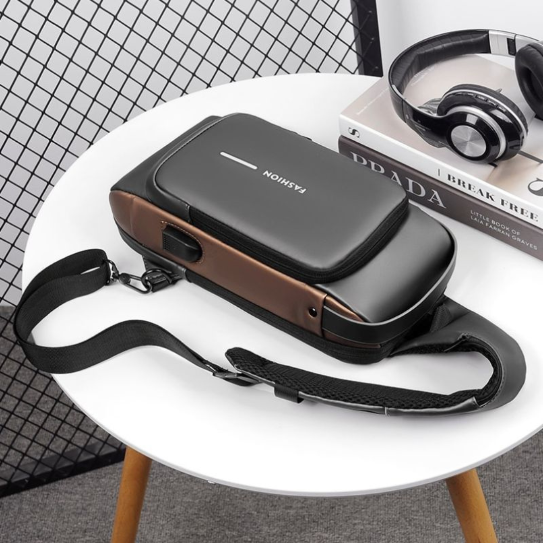 Sacoche De Poitrine Antivol Pour Homme, Sac Bandoulière Avec Chargeur Usb thumbnail 6