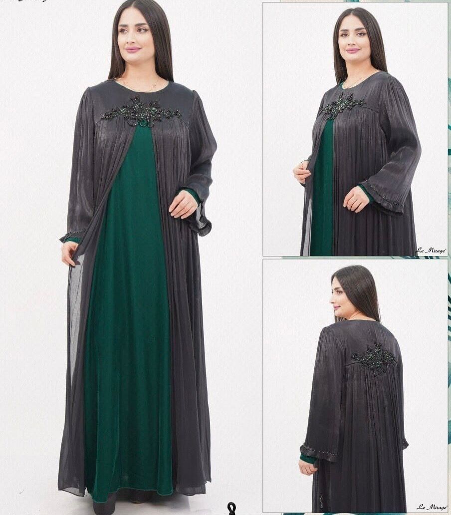 Abaya En Soie Plissée Et Velours