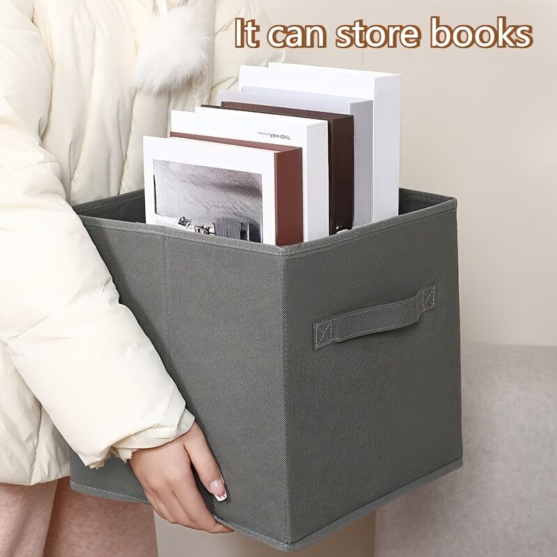 Lot De 2 Cubes De Rangement Pliables En Tissu Avec Poignées thumbnail 3