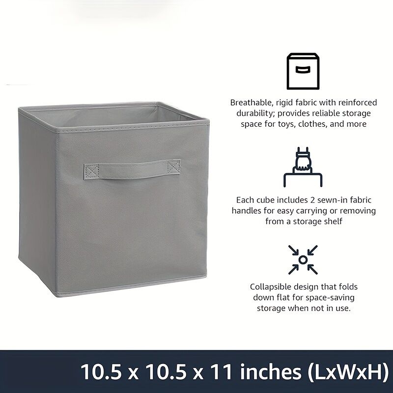 Lot De 2 Cubes De Rangement Pliables En Tissu Avec Poignées thumbnail 4