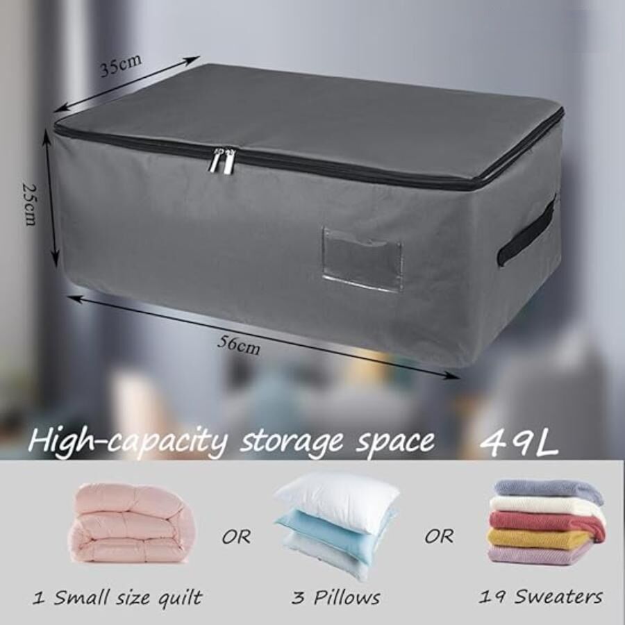 Lot De 2 Sacs De Rangement Sous Lit 49l – Fermeture Éclair thumbnail 4