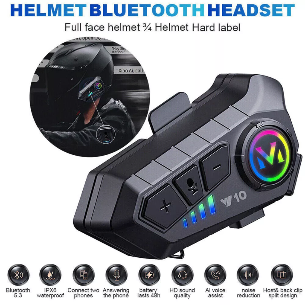 Ecouteurs Bluetooth Y10 Pour Casque De Moto – Hifi & Étanche thumbnail 2