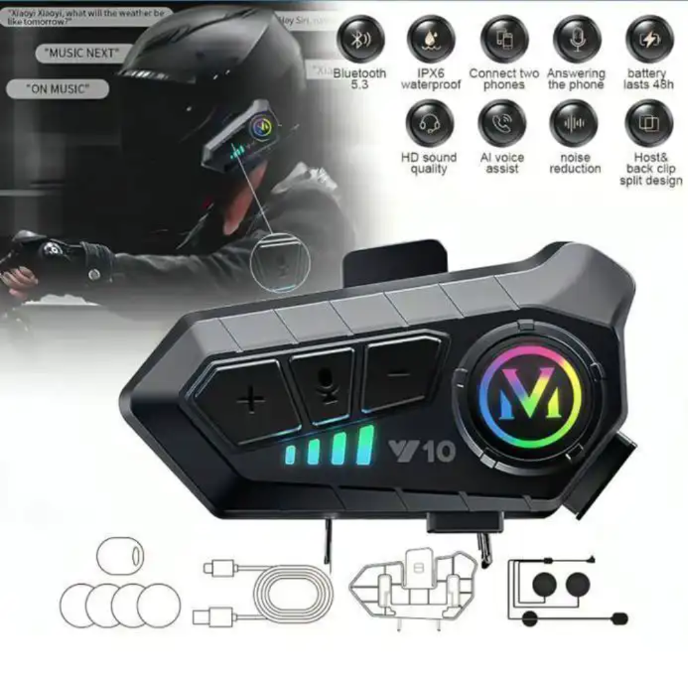 Ecouteurs Bluetooth Y10 Pour Casque De Moto – Hifi & Étanche thumbnail 3