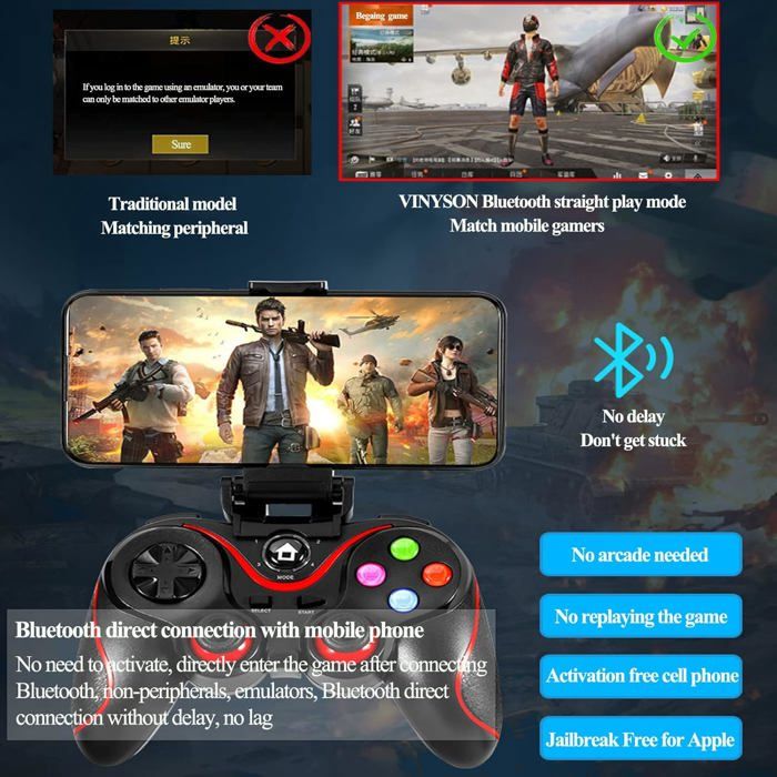 Manette de jeu sans fil V8 – Compatible PC iPhone Android PS3 thumbnail 3