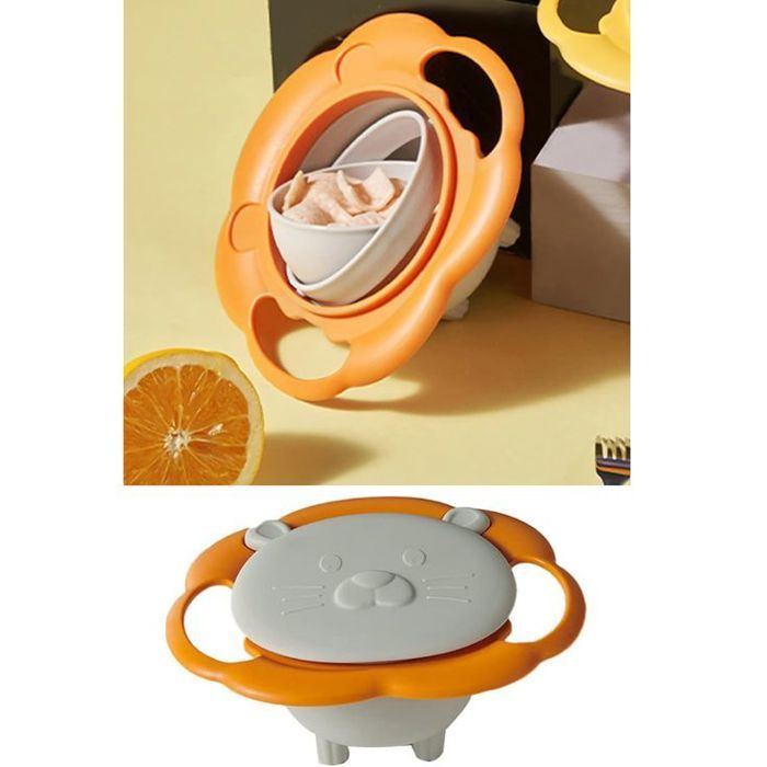 Bol anti-renversement avec couvercle – Spécial enfants - couleur aleatoire thumbnail 2