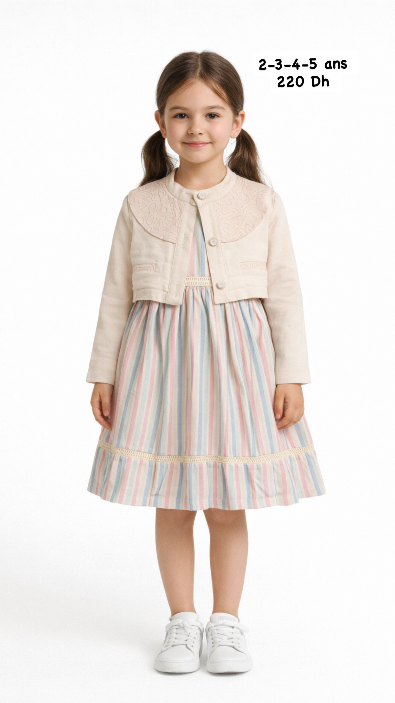 Robe Fille Pastel Avec Veste Élégante