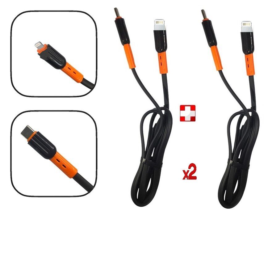 2 Cable De Charge Rapide Iphone Pd 30w Type-c Vers Lightning 1.2m Couleur Aléatoire