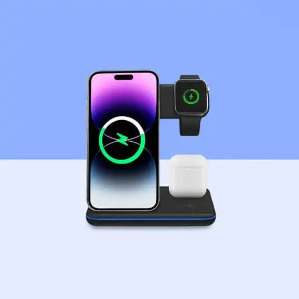 Chargeur Sans Fil 3-en-1 – Station De Charge Pour Iphone, Apple Watch Et Airpods thumbnail 3