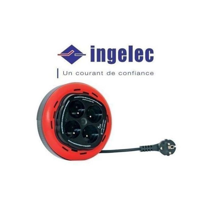 Rallonge Multiprises 5 Mètres Enrouleur a usage domestique avec 4 prises