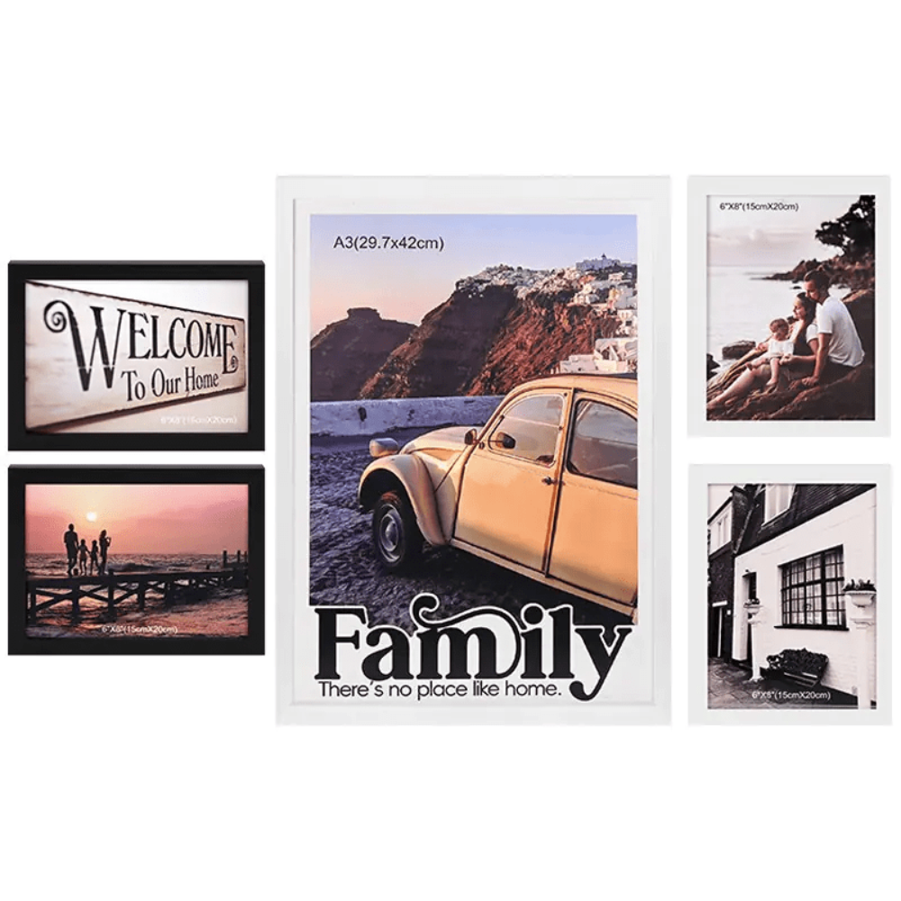 Cadre Photo Décoratif Mural – Set De 5 Pièces Pour Décoration Murale-1 Cadre A3 + 4 Cadres 15x20cm-couleur Aléatoire