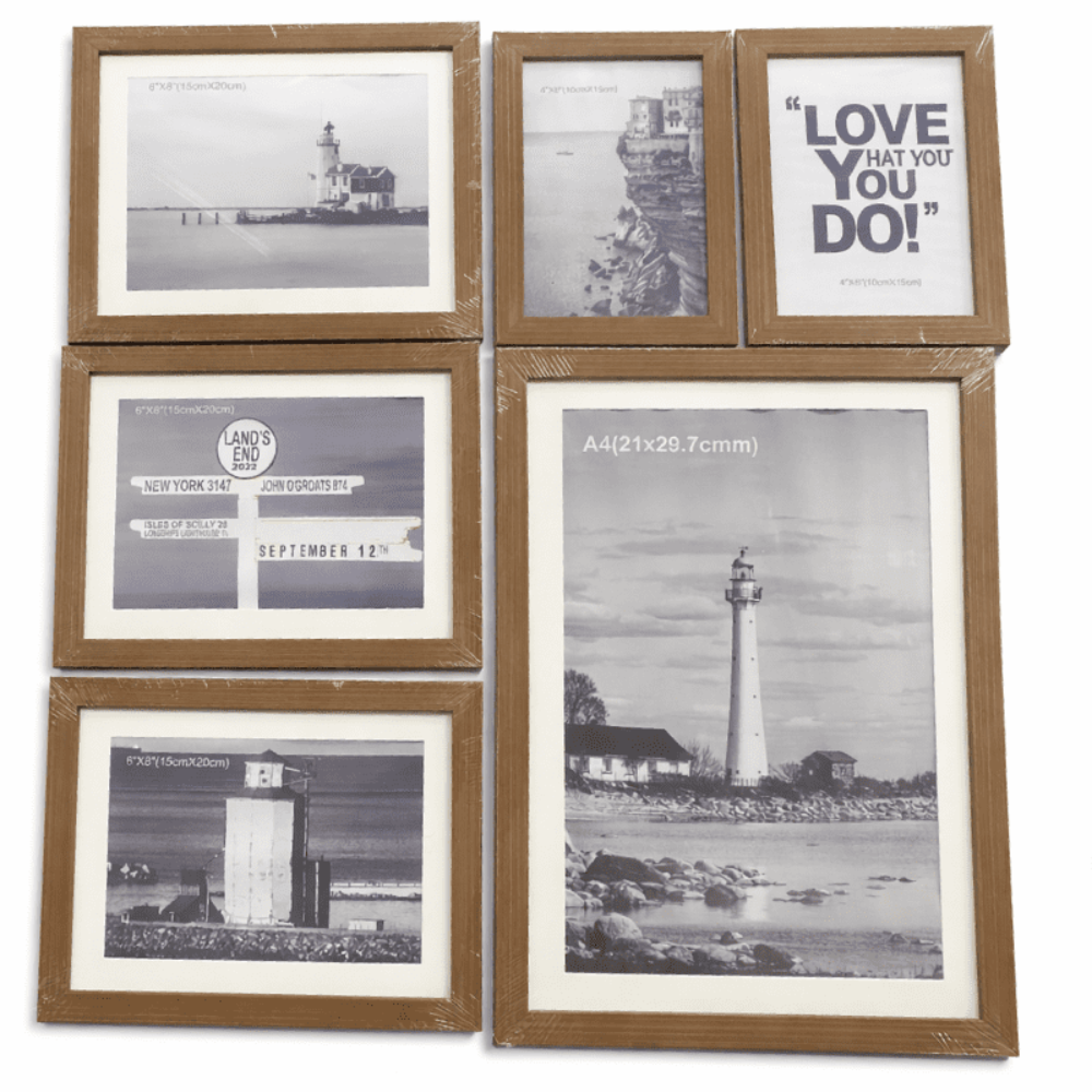 Set De Cadres Photo Muraux – 6 Pièces (21×29.7 Cm, 10×15 Cm, 15×20 Cm)- Couleur Aléatoire