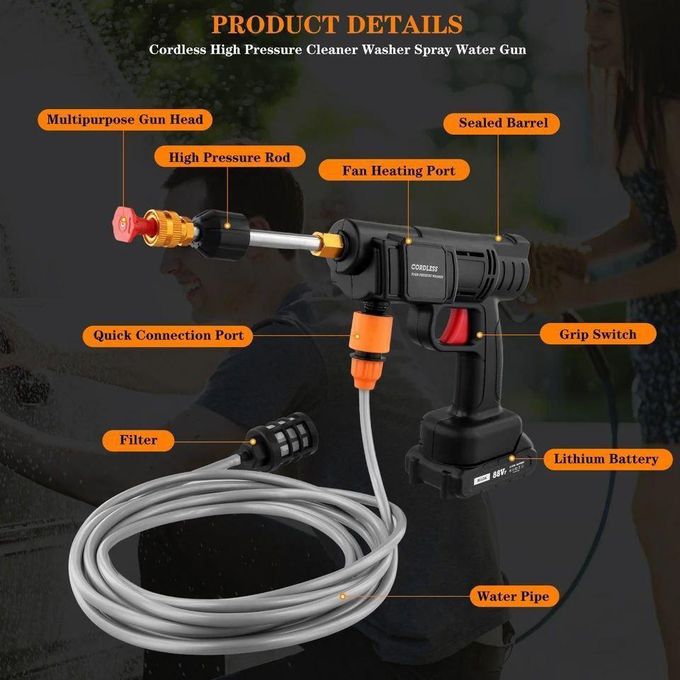 Pistolet De Lavage De Voiture Sans Fil, Double Lithium thumbnail 5