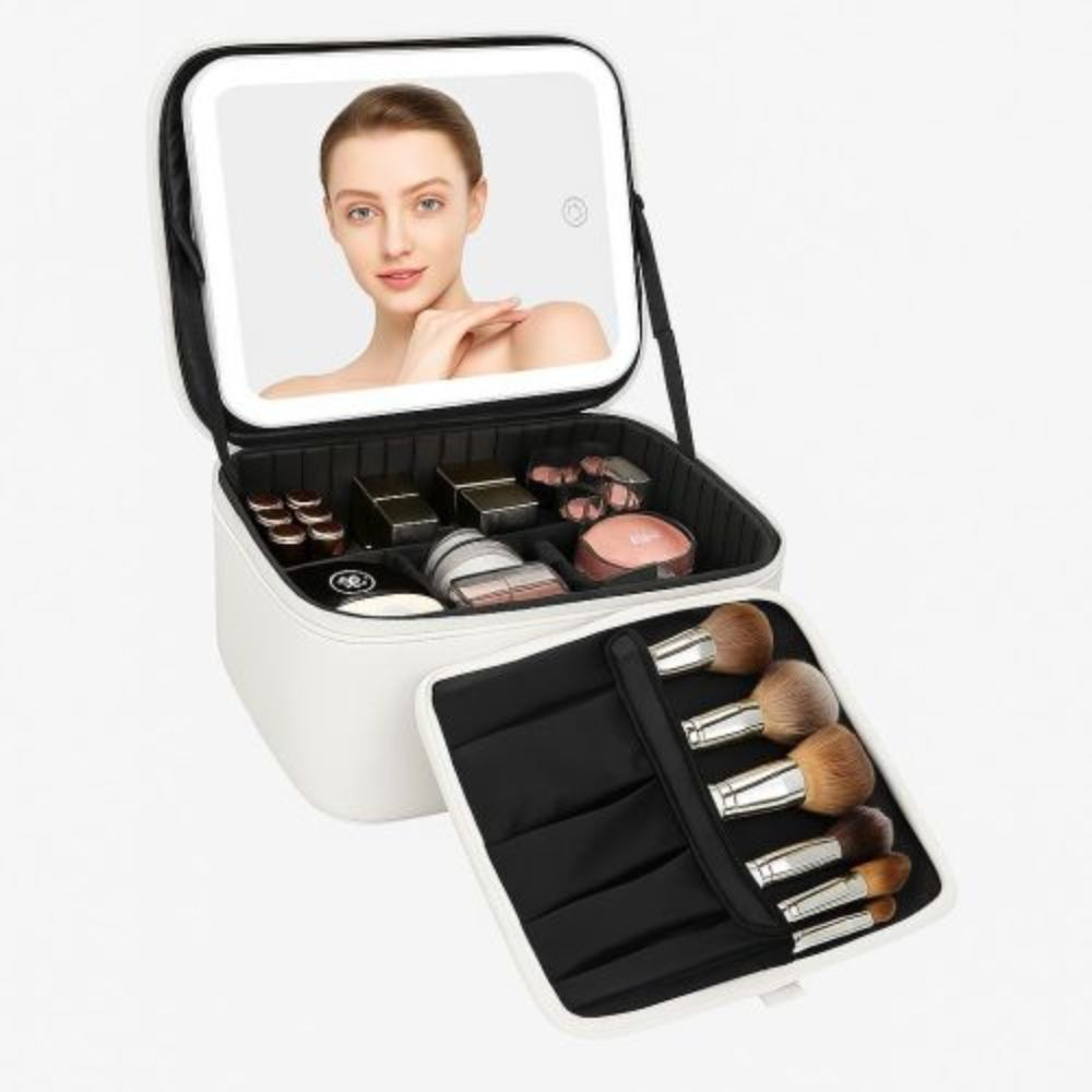 Trousse De Maquillage Avec Miroir Led Intégré – Organisateur Portable De Cosmétiques