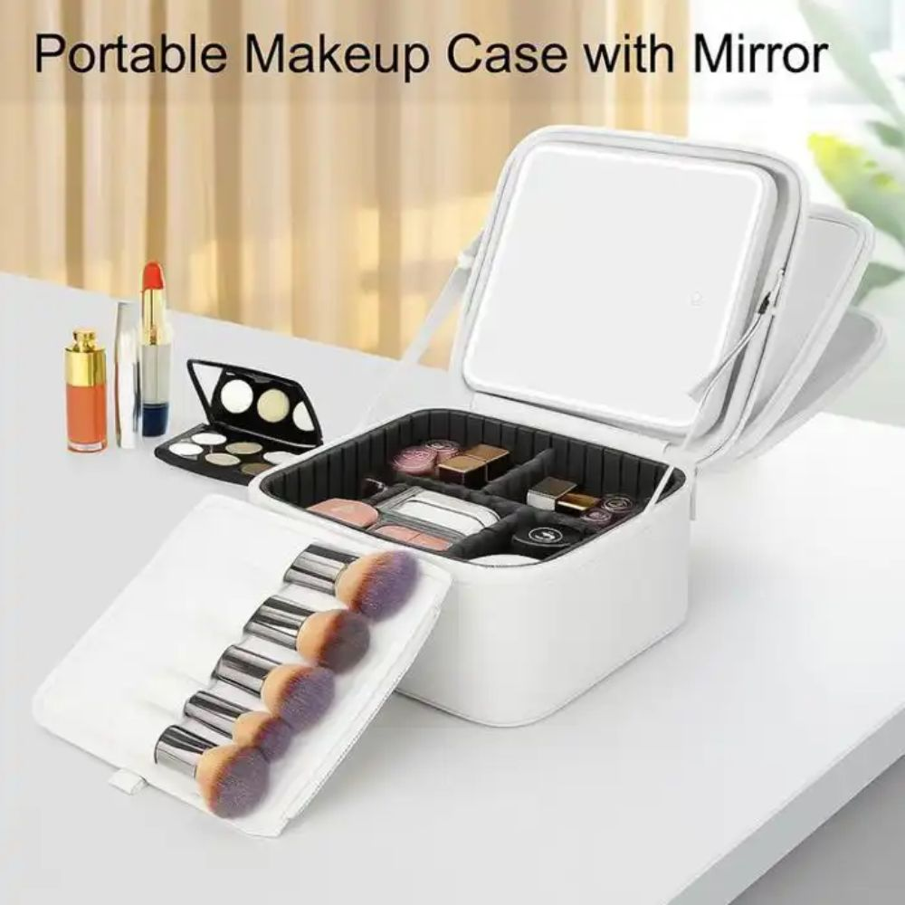 Trousse De Maquillage Avec Miroir Led Intégré – Organisateur Portable De Cosmétiques