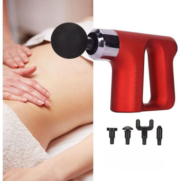 Pistolet Massage Musculaire 4 Têtes 5 Modes - Couleur Aléatoire