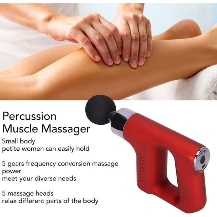 Pistolet Massage Musculaire 4 Têtes 5 Modes - Couleur Aléatoire thumbnail 3