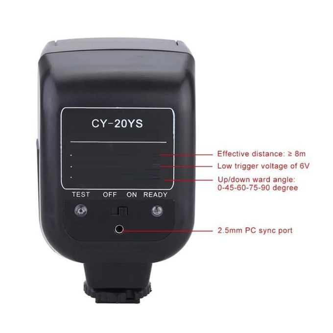 Cy Cy-20ys Infrarouge Declencheur Flash 2,5 Mm Apareil Photo Pc Sync Port Pitch Réglable D'angle thumbnail 4
