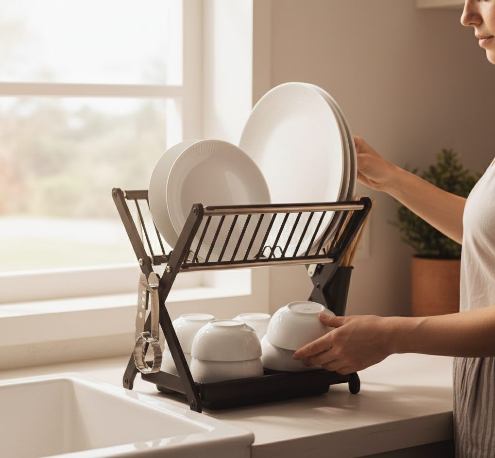 Egouttoir À Vaisselle Pliable En Acier Inoxydable - Couleur Aléatoire