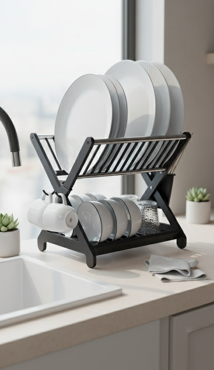 Egouttoir À Vaisselle Pliable En Acier Inoxydable - Couleur Aléatoire