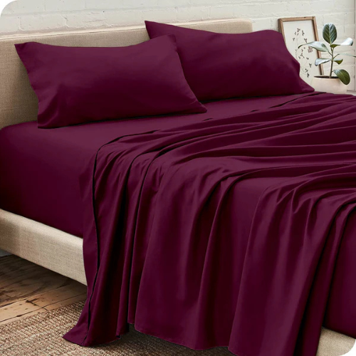 Pack Draps Aubergine - 1 Place (drap Housse + Drap Plat + 1 Taie D’oreiller)