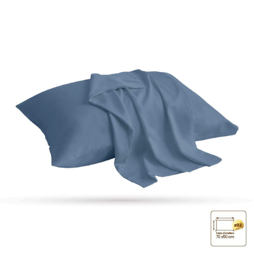 Pack Draps Bleu Jean 2 Places (Drap Housse + Drap Plat + 2 Taies Oreiller) thumbnail 3