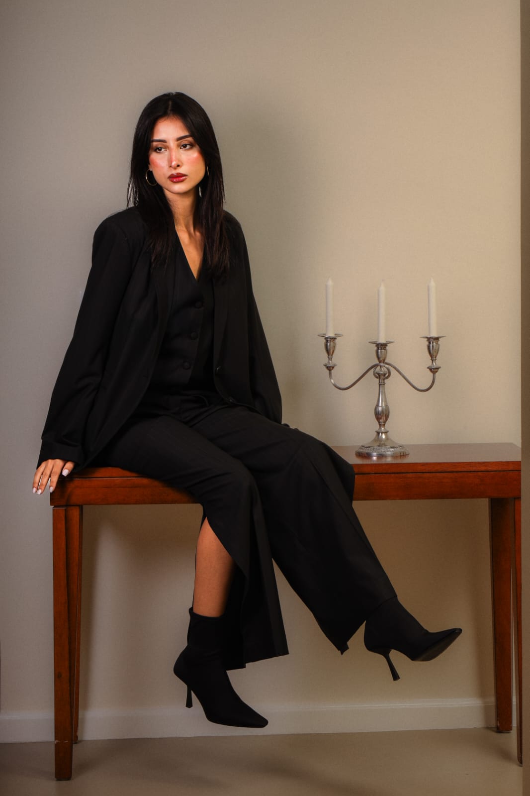 Veste Vitoria Noir De Coton Tissu Tailleur thumbnail 3