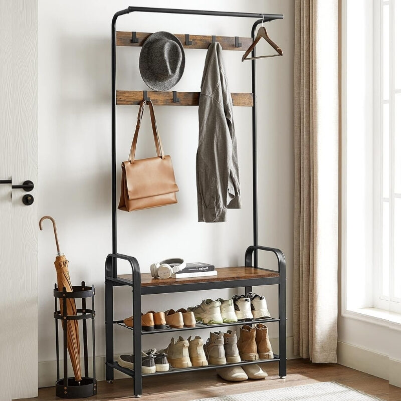 Porte-manteau Avec Banc À Chaussures Pour Entrée